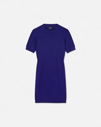 Vestido midi de punto jacquard con estampado integral