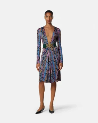 Vestido midi estampado de jersey de viscosa