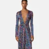 Vestido midi estampado de jersey de viscosa