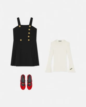 Vestido plisado de mezcla de lana para niña