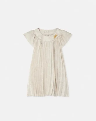 Vestido plisado de sarga estampado para niña Vestido plisado de sarga estampado para niña