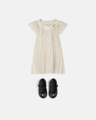 Vestido plisado de sarga estampado para niña Vestido plisado de sarga estampado para niña