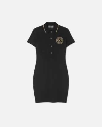 Vestido polo midi con emblema en V