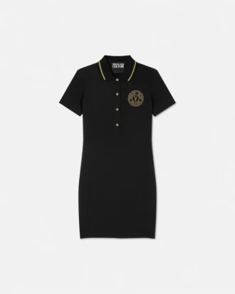 Vestido polo midi con emblema en V