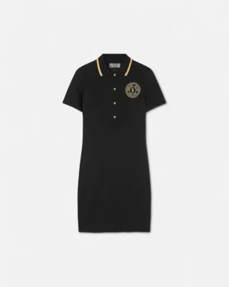 Vestido polo midi con emblema en V