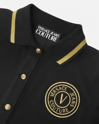 Vestido polo midi con emblema en V