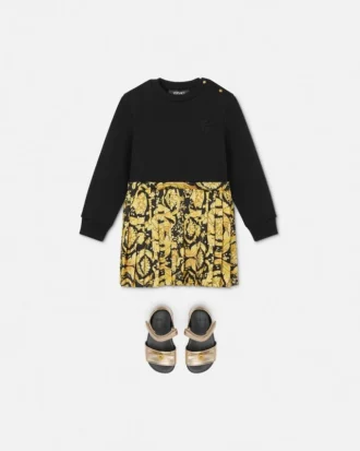 Vestido sudadera de sarga de algodón estampado para bebé Vestido sudadera de sarga de algodón estampado para bebé