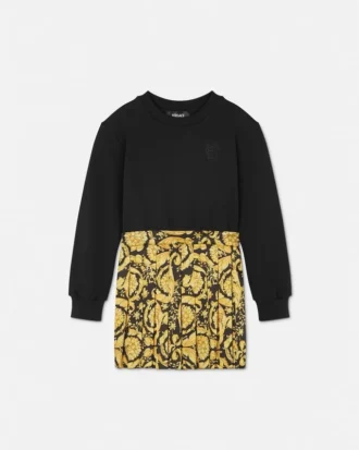 Vestido sudadera de sarga de jersey de algodón estampado para niña