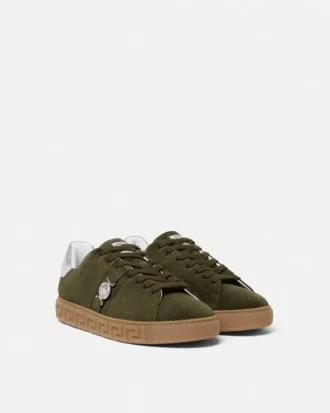 Zapatillas de ante con adornos Greca Sneakers